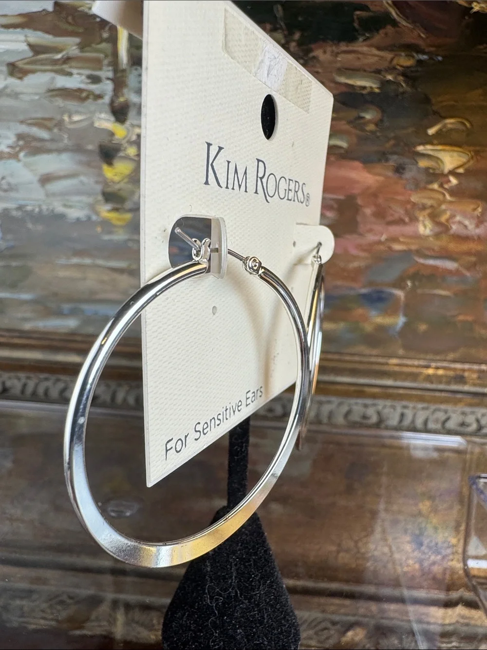 0617-Kim‎ Rogers Silver-Tone Thin Hoop Earrings